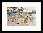 Boys on stilts and hobby-horses. Tokyo, Japan, 20th century by Anonymous
