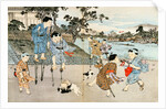 Boys on stilts and hobby-horses. Tokyo, Japan, 20th century by Anonymous