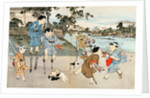 Boys on stilts and hobby-horses. Tokyo, Japan, 20th century by Anonymous