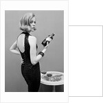 Model holding bottle of poison by John French