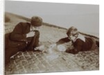 Gordon and Friend playing Cards on Dyke by Andrew Pitcairn-Knowles