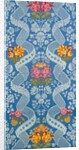 Dress fabric with a design of flowers and lace like vines by Unknown