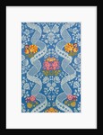 Dress fabric with a design of flowers and lace like vines by Unknown