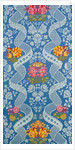 Dress fabric with a design of flowers and lace like vines by Unknown