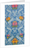 Dress fabric with a design of flowers and lace like vines by Unknown