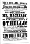 Othello!, theatre poster printed by M. Benson for the Newcastle Theatre-Royal by unknown