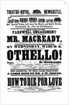 Othello!, theatre poster printed by M. Benson for the Newcastle Theatre-Royal by unknown