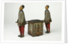 Clockwork toy of two labourer carrying a tea-chest by Ernst Paul Lehmann
