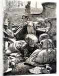 Noah's ark illustration showing children playing in the living room by Arthur Boyd Houghton
