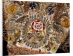 Gloves with a rose in an oval flanked with birds and flowers by Unknown