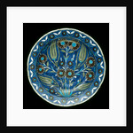 Dish painted with tulips & other flowers by Unknown
