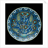 Dish painted with tulips & other flowers by Unknown