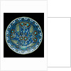Dish painted with tulips & other flowers by Unknown