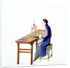 Woman plaiting threads by Unknown