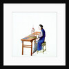 Woman plaiting threads by Unknown