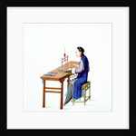 Woman plaiting threads by Unknown