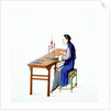 Woman plaiting threads by Unknown