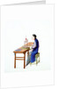 Woman plaiting threads by Unknown