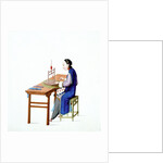 Woman plaiting threads by Unknown