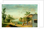 Porcelain manufacturing showing potters glazing by Unknown