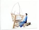 Woman weaving cotton by Unknown