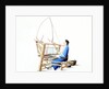 Woman weaving cotton by Unknown