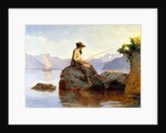 Oil painting of a man fishing by François Bocion