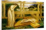 Christ child lying on a cross by William Blake