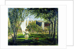 The artist`s youngest son is shown at play with his toys in the back garden of his house by Charles Robert Leslie