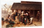 The Marketplace of Ploudalmezeau, Brittany by Leon Augustin L'Hermitte. Brittany, France, 1877 by Leon-Augustin Lhermitte