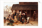 The Marketplace of Ploudalmezeau, Brittany by Leon Augustin L'Hermitte. Brittany, France, 1877 by Leon-Augustin Lhermitte