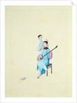 A Woman Playing a Guitar or San Xian by Unknown