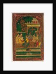 Book cover depicting a ruler on his throne. Madras, India, early 19th century by Unknown