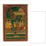 Book cover depicting a ruler on his throne. Madras, India, early 19th century by Unknown