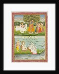 Krishna playing the flute to the gopis. Jaipur, India, 19th century by Unknown