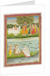 Krishna playing the flute to the gopis. Jaipur, India, 19th century by Unknown