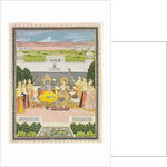 Radha and Krishna with attendants. Jaipur, India, 19th century by Unknown