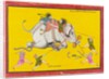 Elephant drivers attempting to secure an enraged elephant. Kota, India, 19th century by Unknown