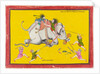 Elephant drivers attempting to secure an enraged elephant. Kota, India, 19th century by Unknown