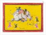 Elephant drivers attempting to secure an enraged elephant. Kota, India, 19th century by Unknown