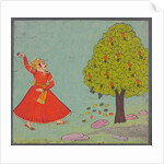 A man throwing stones at a mango tree. Bundi, India, 19th century by Unknown