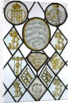Stained glass quarries depicting the arms of Navarre impaling Champagne by Unknown