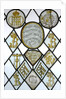 Stained glass quarries depicting the arms of Navarre impaling Champagne by Unknown