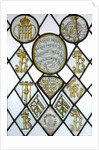 Stained glass quarries depicting the arms of Navarre impaling Champagne by Unknown