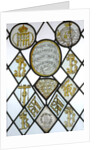 Stained glass quarries depicting the arms of Navarre impaling Champagne by Unknown
