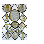 Stained glass quarries depicting the arms of Navarre impaling Champagne by Unknown