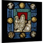 Panel of stained glass depicting The Virgin and Child by Unknown