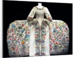 Court dress or mantua, back view. Embroidered silk with silver thread. England, c.1740-45. by Unknown