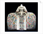 Court dress or mantua, back view. Embroidered silk with silver thread. England, c.1740-45. by Unknown