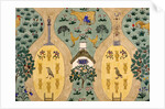 Textile design depicting a farm by Charles Francis Annesley Voysey
